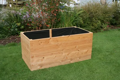 Produktbild von Elegantes Kräuterbeet Pflanzbeet aus Lärchenholz Kräuterbeet Pflanzbeet Größe Hochbeet: B220 x T120 cm Bohlenstärke Hochbeet: Lärche 27 mm geriffelt