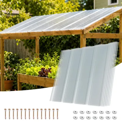 Obrázek produktu pro ISOISL Sada 5 kusů světelných panelů z FRP, rozměry 90x80 cm, tloušťka 1 mm, průhledné, s UV ochranou, odolné proti krupobití a povětrnostním vlivům, včetně šroubů pro zastřešení terasy nebo garáže