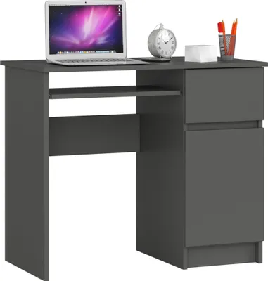 Produktbild von Schreibtisch AKORD PIKSEL Graphitgrau Schublade und 3 Ablagen B90 x H77 x T50 cm