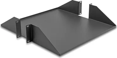 Zdjęcie produktu dla DeLOCK Półka 19″ dwustronna do 46 kg od głębokości 500 mm 2U ciemnoszary, Półka do stojaka, Stal, Szary, 1 szt.