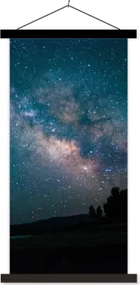 Produktbild von MuchoWow® Textilposter Sterne - Planeten - Galaxie - Jungen - Mädchen - Kinder 40x80 cm mit schwarzem Rahmen - Wandemalerei