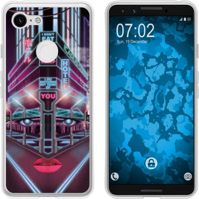 Produktbild von PhoneNatic Case kompatibel mit Google Pixel 3 Silikon-Hülle Retro Wave Cyberpunk.02 M5