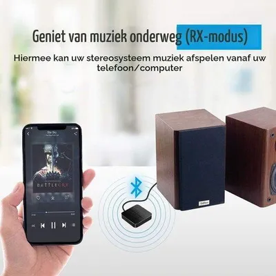 Productafbeelding van Bluetooth 5.0 receiver - 4.2 cm - 2-in-1 zender/ontvanger - lage latentie voor audio