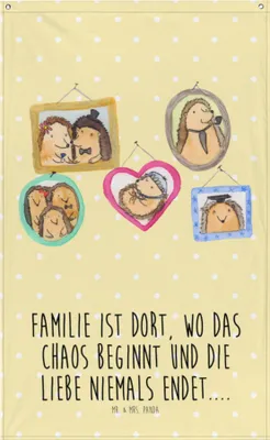Produktbild von Mr. & Mrs. Panda Gobelin Igel Familie - Gelb Pastell - Geschenk, Glück, Liebe, Bilder, Wandbanner, Bruder, Tapestry, Wandbild, Muttertag, Wandbehang, Wandteppich