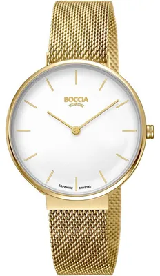 Productafbeelding van Boccia 3327-10 dameshorloge, titanium met saffierglas, goudkleurig