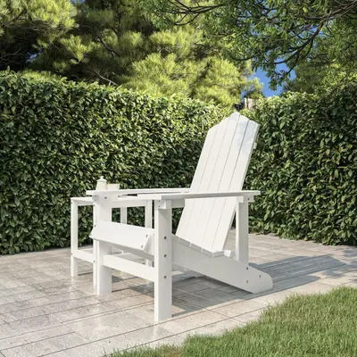 Produktbild von Weißer Adirondack-Gartenstuhl aus HDPE für den Außenbereich, den Pool, das Foyer, die Terrasse, den Balkon und den Hinterhof