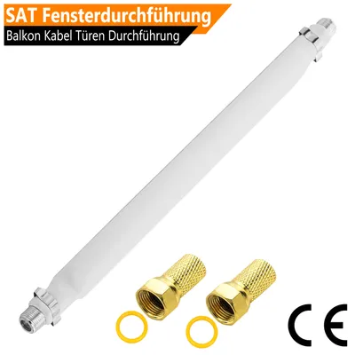 Produktbild von ORSEM Fensterdurchführung für SAT Flachkabel HD TV 4K Balkon Tür, Fenster Durchführung Kabel mit 2 F-Anschlüssen & 2x F-Stecker, flexibel 20cm Weiß