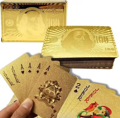 Produktbild von Hracie karty Zlatý plastový balíček 54 vodotesný pre poker kasíno