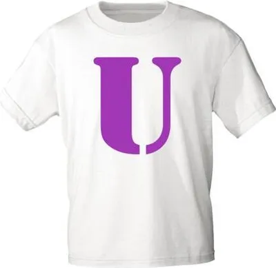 Produktbild von Kinder T-Shirt  mit Print Buchstabe - U - 85130 Weiß Gr. 110-164 Größe - 122/128