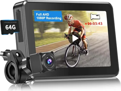 Produktbild von Fahrradspiegel mit Aufnahmefunktion und 360° verstellbarem Klemmen - 4,3" AHD 1080P Rückfahrkamera mit 64GB TF-Karte