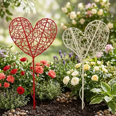 Immagine prodotto di set di 2 cuori da giardino di circa 55 cm - Decorazione da giardino