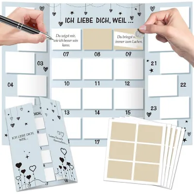 Produktbild von Adventskalender Paar Rubbellos Karte ICH LIEBE DICH, WEIL