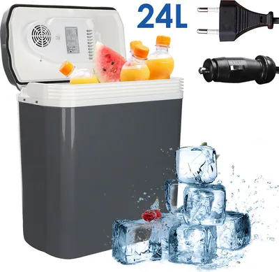 Produktbild von Jopassy Kühlbox Elektrischer Kühler und Wärmer 24 Liter Kühlboxen mit Tragbarem Automatikgriff 230V AC und 12V DC Steckern für Autocamping Reisen Picknicks und Zuhause ECO und Max Modus Design