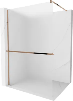 Obrázek produktu pro Mexen Kioto+ sprchová zástěna s poličkou a kolejnicí 120 x 200 cm, Vzor jinovatky 8 mm, Zlatorůžová - 800-120-121-60-30