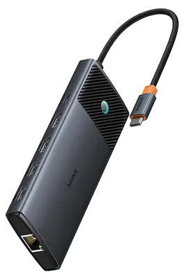 Produktbild von Baseus Metal Gleam II 10-in-1 HDMI USB-A USB-C RJ45 SD/TF Hub - Grau