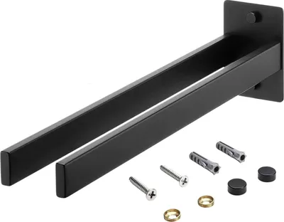 Immagine prodotto di Portasciugamani, 38 cm senza foratura, portasciugamani nero in acciaio inox, portasciugamani doppio autoadesivo, portasciugamani quadrato, portasciugamani a parete per bagno e cucina
