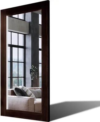 Produktbild von 90x200 Rechteckig Rustikal Wandspiegel mit Rahmen massivholz Eichenholz mit Beleuchtung Vertikal | Individuell Spiegel Nach Maß | PLDR225 Oak Wenge Glatte Oberfläche