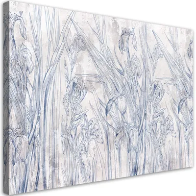 Produktbild von Leinwandbild Blaue Umrisse von Blumen 100x70 Feeby Blau bild für die wand bereit zum aufhängen