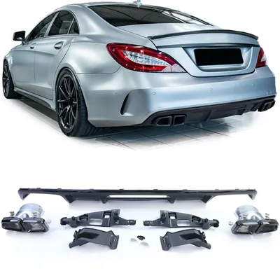 Productafbeelding van Stootbalk en uitlaatuiteinden, zwart, voor Mercedes-Benz CLS, modeljaren 2015/04 - 2017/12