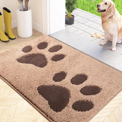 Zdjęcie produktu dla Mata do wycierania, nadająca się do prania, 50 x 80 cm, kolor beżowy, antypoślizgowa, chłonna, do użytku wewnątrz pomieszczeń