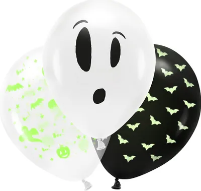 Obrázek produktu pro Černé světelné balónky neonové 27cm černé bílé fluorescenční sada 3 ks