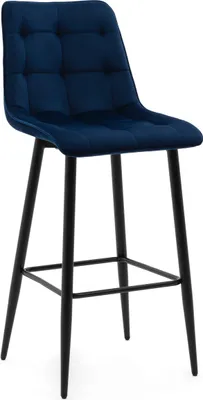 Produktbild von NEW HOME Hocker CHIC gespolsterter Esszimmerhocker mit Steppung - dunkelblau - moderne Samt Velours Möbel