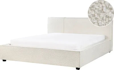 Obrázok produktu pre BELIANI Posteľ krémová biela buklé čalúnenie 160 x 200 cm s čelom lamelový rošt moderný minimalistický štýl spálňa