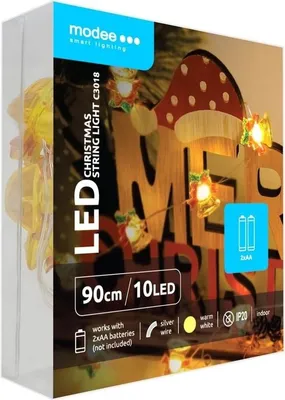 Zdjęcie produktu dla Świąteczny łańcuch świetlny dzwonek - 1,2 metra - 10 diod LED - Ciepła biel - Bateria
