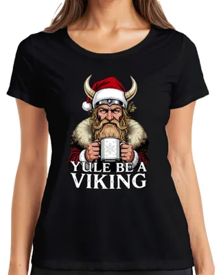 Obrázek produktu pro Yule Be A Viking Viking Christmas Beard Horns Vintage dámské tričko, černá, L