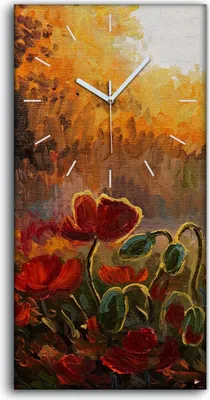 Produktbild von Wandkunst Leinwand Bild Uhr Geräuschlos 30x60 Ölgemälde Florale Blumen Kunst - weiße Hände