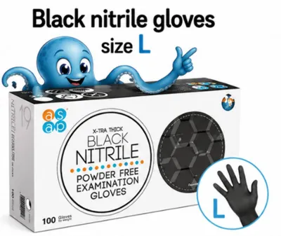 Produktbild von Einweghandschuhe Asap Nitril schwarz Größe L 100 Stück für Hygiene für Arbeit
