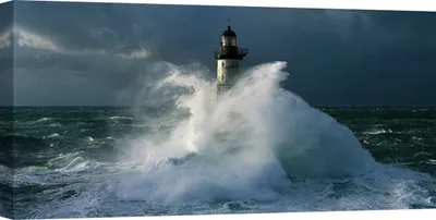 Image de Tableaux sur toile, Phare dans une mer agitée - Jean Guichard, Phare d'Ar-Men (détail) - 70x35 cm