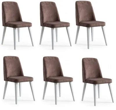 Obrázok produktu pre Sada 6 stoličiek, hnedá farba, pohodlné, moderný štýl, elegantné, mäkké, klasické