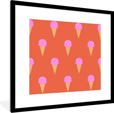 Produktbild von MuchoWow® MuchoWow® Gerahmtes Poster Eiscreme - Muster - Sommer 40x40 cm - Poster mit zchwarzem Bilderrahmen - Poster - Plakat im Rahmen