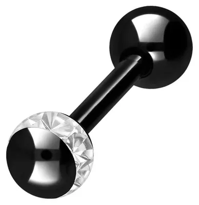 Produktbild von Zungenpiercing, Intim-Piercing Chirurgenstahl Barbell EPOXY-RING- + CHIRURGENSTAHL-KUGEL Schwarz Stablänge: 10mm