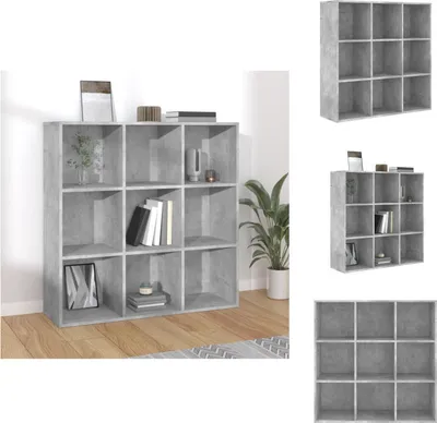 Image de vidaXL Bibliothèque gris béton 98x30x98 cm Matériau dérivé du bois - Bibliothèques & Armoires à livres