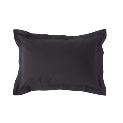Produktbild von HOMESCAPES Kopfkissenbezug mit Stehsaum Schwarz, Fadendichte 200, 48 x 74 cm