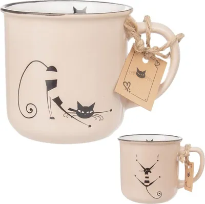 Produktbild von Keramikbecher Katze Kätzchen mit Henkel zum Trinken von Kaffee, Tee, Kräutertee und anderen Getränken