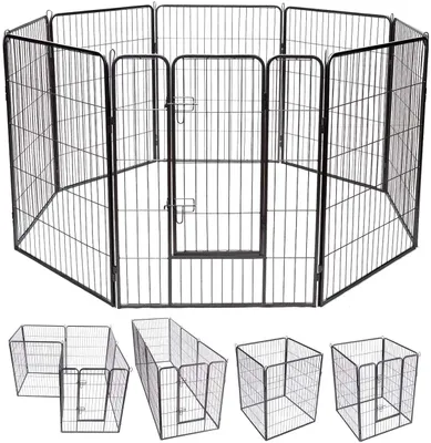Produktbild von Freilaufgehege für Haustiere, Faltbarer Welpenlaufstall aus Metall, Haustierzaun Hundelaufstall, Tier Laufstall Laufgitter mit Tür,ideal für Indoor & Outdoor