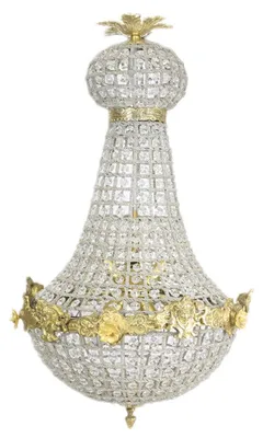 Zdjęcie produktu dla Żyrandol w stylu barokowym złoty z kryształkami 50 x H 90 cm styl antyczny - meble żyrandol żyrandol lampa wisząca lampa wisząca