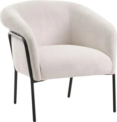 Produktbild von BELIANI Sessel Hellbeige Stoff Metallgestell Schwarz Modernes Design Loungesessel Clubsessel Stoffsessel für Wohnzimmer Schlafzimmer Flur