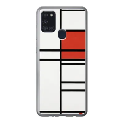 Produktbild von MuchoWow® Handyhülle Schutzhülle Hülle für Samsung Galaxy A21s Komposition mit Rot und Weiß - Piet Mondrian Silikon Softcase Handy Hülle - Hartschale