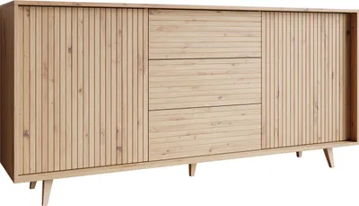 Obrázek produktu pro Široká komoda s dvířky a šuplíky PRESIDIO - dub artisan