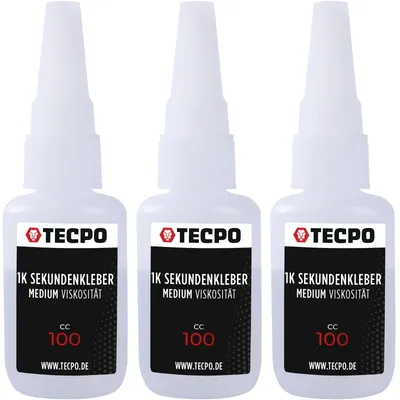 Produktbild von TECPO 1K Sekundenkleber mittelviskos 20g extra stark Superkleber Cyanacrylat Klebstoff für Holz, Glas, Metall, Kunststoff enge Spalten, schnelle Fixierung