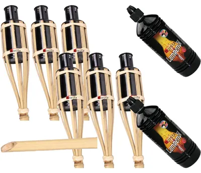 Produktbild von 6x Fackeln 90 cm + 2 Liter Lampenöl