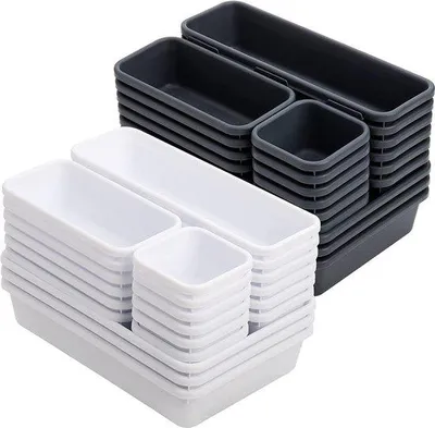 Productafbeelding van Opbergsysteem voor schuifladen - Set van 42 - Organizer - Lade-inzetstuk - Opbergdoos - Bureaulade-organizer - Cosmetica