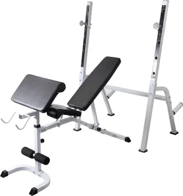 Produktbild von vidaXL Hantelbank mit Ablage, Langhantel und Kurzhantel Set 60,5 kg