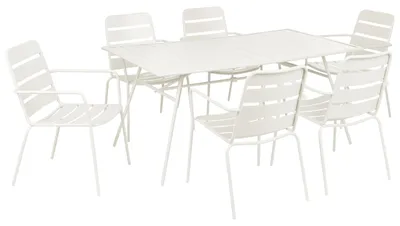 Produktbild von BELIANI Gartenmöbel Set Hellbeige Eisen 6-Sitzer Pulverbeschichtet Modernes Design Cashmere Outdoormöbel Gartenmöbel Essgruppe Gartengarnitur