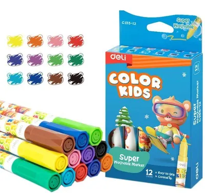 Obrázek produktu pro Omyvatelné fixy s vláknovým hrotem, 12 barev
