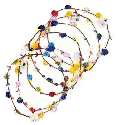 LED-Blumenkranz-Stirnband, 6 Stück, leuchtend, für Partys